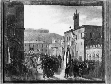 dimostrazione patriottica in Piazza del Popolo