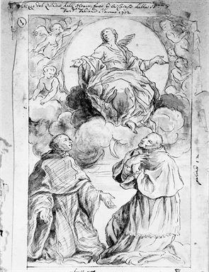 Madonna in gloria con San Carlo Borromeo e un Santo monaco