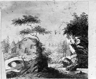 paesaggio alpestre con baita