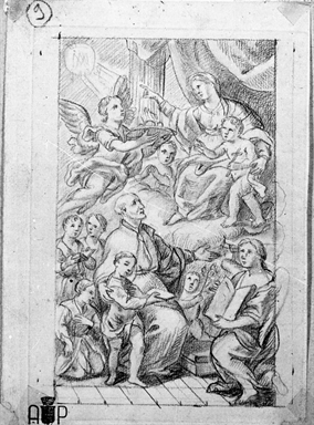 San Girolamo Emiliani (?) presenta gli orfani poveri alla Madonna con Bambino