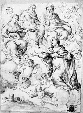 Santa martire portata in cielo dagli angeli