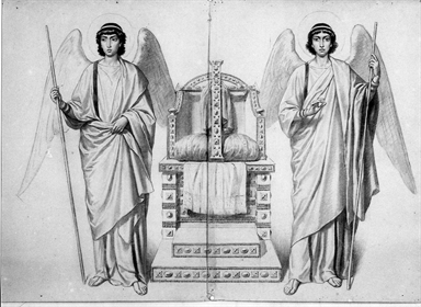 Angeli con trono e croce gemmata