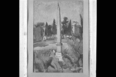 Paesaggio romano con obelisco