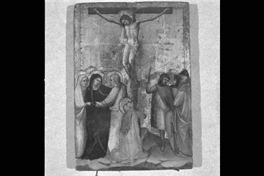 crocifissione di Cristo con la Madonna e santi