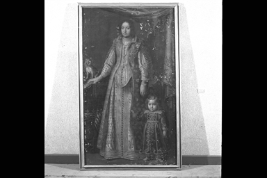 Ritratto di dama com bambina e cagnolino