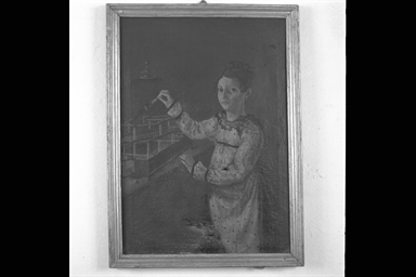 Ritratto di bambina con gabbia e uccellino