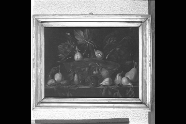 natura morta con frutta e carciofi