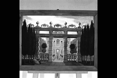 Veduta del cortile di una villa