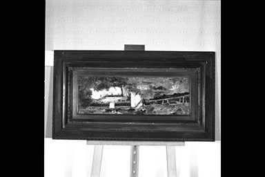 Paesaggio con casa rossa