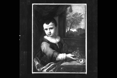 fanciullo con grappolo d'uva