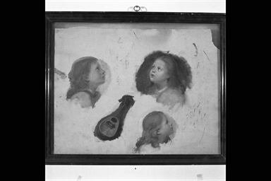 ritratti di bambine con strumento musicale e figura femminile e angelo