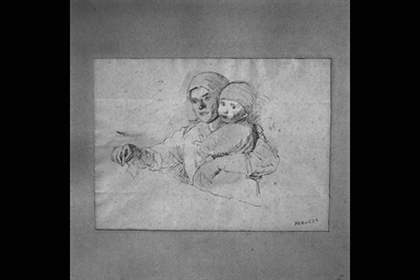 figura femminile con bambino in braccio