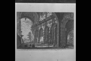 Veduta del piano superiore del serraglio delle fiere fabbricato da Domiziano a uso dell'Anfiteatro Flavio, e volgarmente detto la Curia Ostilia
