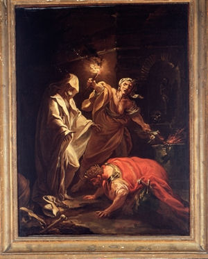 Saul e la negromante di Endor evocano lo spirito di Samuele