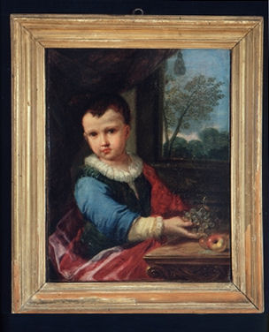 fanciullo con grappolo d'uva