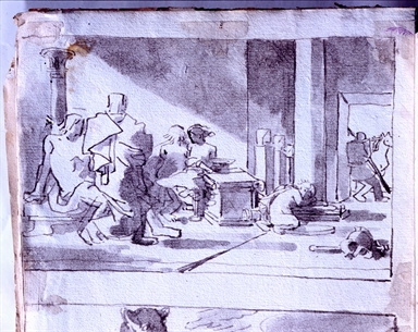 scena di storia romana; cammello e figura maschile in fuga; figura maschile togata