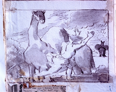 scena di storia romana; cammello e figura maschile in fuga; figura maschile togata