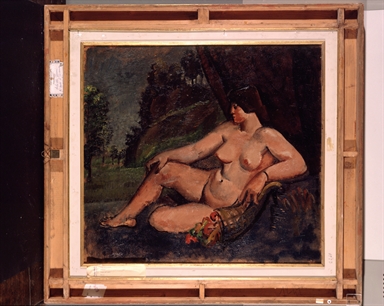 paesaggio con figura femminile nuda