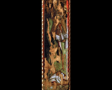 Madonna con Bambino con San Pietro Martire, San Giacomo della Marca, San Pietro, San Sebastiano,  Dio Padre e committenti