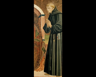 Madonna con Bambino in trono, San Francesco d'Assisi e San Liberato