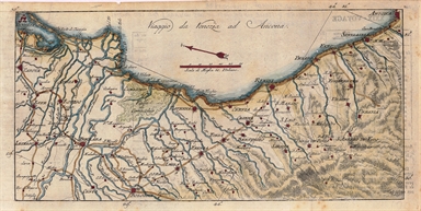 carta geografica del tragitto tra Venezia ed Ancona