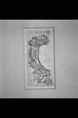 studio per la metà di una cornice a cartiglio