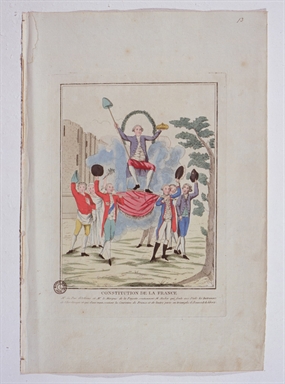 Necker condotto su una portantina dal duca d'Orleans e dal marchese de la Fayette