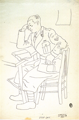 soldato seduto che legge