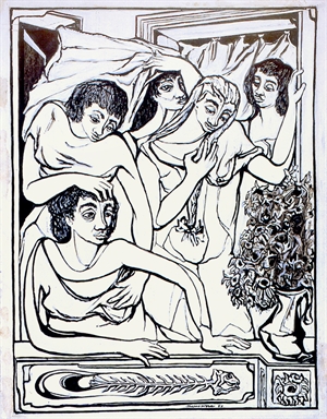 figure femminili in un interno