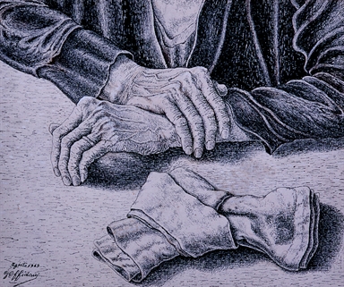 mani di donna; tovagliolo