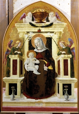 madonna in trono con il Bambino e angeli