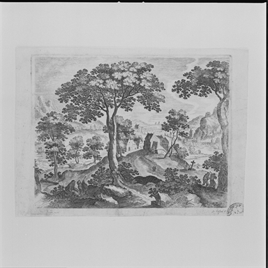 paesaggio con giocatori di birilli