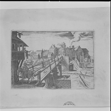 paesaggio fluviale con borgo