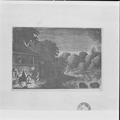 paesaggio fluviale con locanda