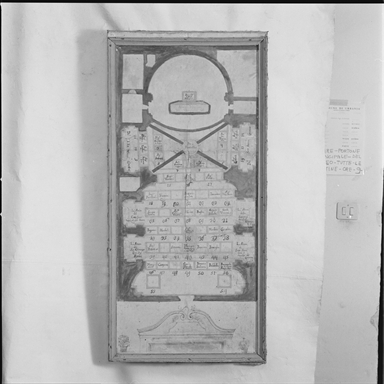 mappa della disposizione delle banche nella chiesa di San Francesco di Urbania