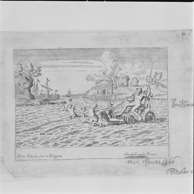 Nettuno sul cocchio e paesaggio