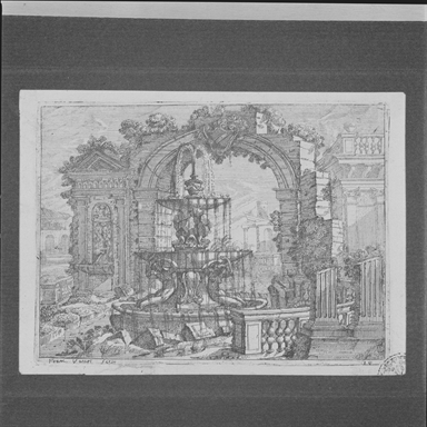 fontana e rovine di un arco