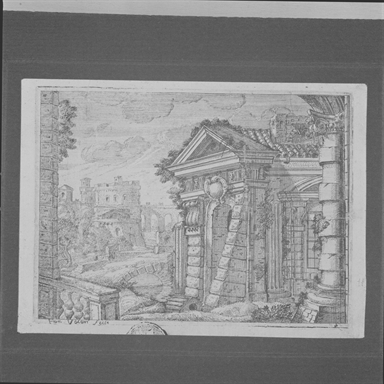 paesaggio con architetture e rovine