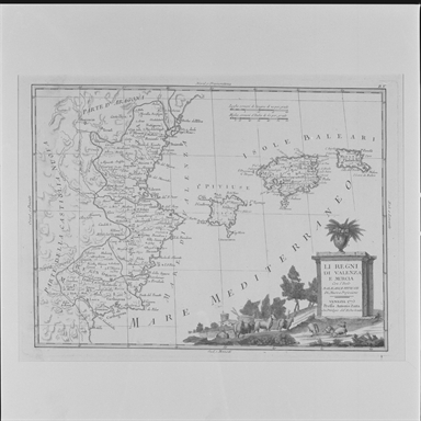 carta geografica dei Regni di Valenza, Mursia e Isole Baleari