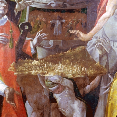 Madonna del Rosario con San Pietro, Sant`Emidio, San Lorenzo, San Francesco d