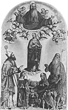Madonna Immacolata con Dio Padre, Santo Vescovo, Santa Caterina d