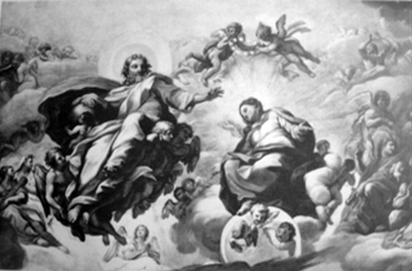 Dio Padre e Immacolata Concezione fra angeli con Giustizia e Pace