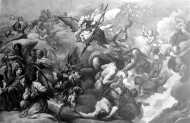 San Michele arcangelo e gli angeli combattono contro il drago