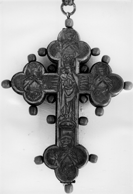 Cristo crocifisso/ Madonna con Bambino, Santa Maria Maddalena, Santa Caterina d'Alessandria, Santa Barbara e Santa Margherita d'Antiochia