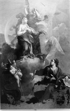 San Giovanni Evangelista contempla l'incoronazione della Madonna