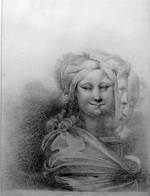 studio di tre teste femminili