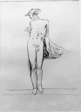 figura maschile nuda con panneggio