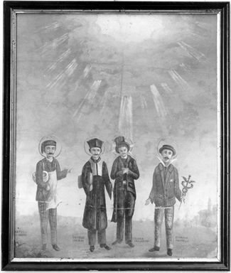 caricatura di quattro figure virili