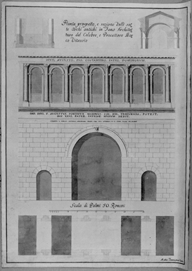 pianta prospetto e sezione dell'Arco d'Augusto di Fano