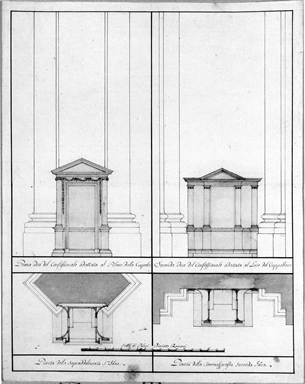 pianta e alzato di due confessionali della cattedrale di Senigallia